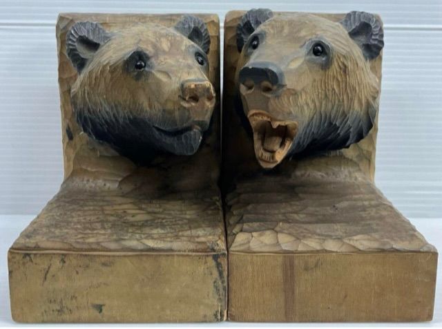 木彫り　熊　ブックエンド　2点　まとめ売り　彫刻　北海道　アイヌ　レア　希少 木彫り 熊 ブックエンド 2点 まとめ売り 彫刻 北海道 アイヌ レア 希少