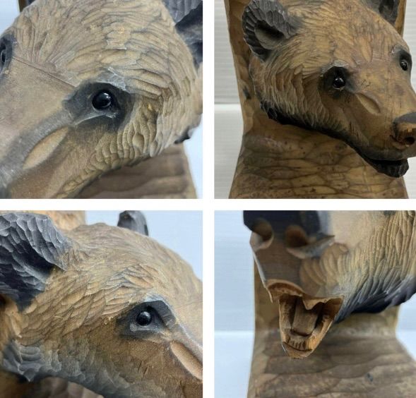 木彫り　熊　ブックエンド　2点　まとめ売り　彫刻　北海道　アイヌ　レア　希少 木彫り 熊 ブックエンド 2点 まとめ売り 彫刻 北海道 アイヌ レア 希少