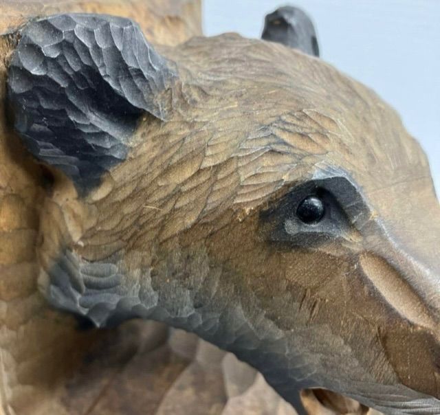 木彫り 熊 ブックエンド 2点 まとめ売り 彫刻 北海道 アイヌ レア 希少