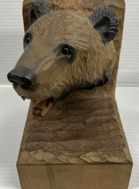 木彫り 熊 ブックエンド 2点 まとめ売り 彫刻 北海道 アイヌ レア 希少