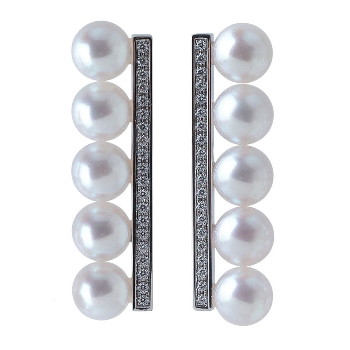 タサキ バランス プラス パール ダイヤ ピアス 5.5mm 0.08ct×2 750WG E