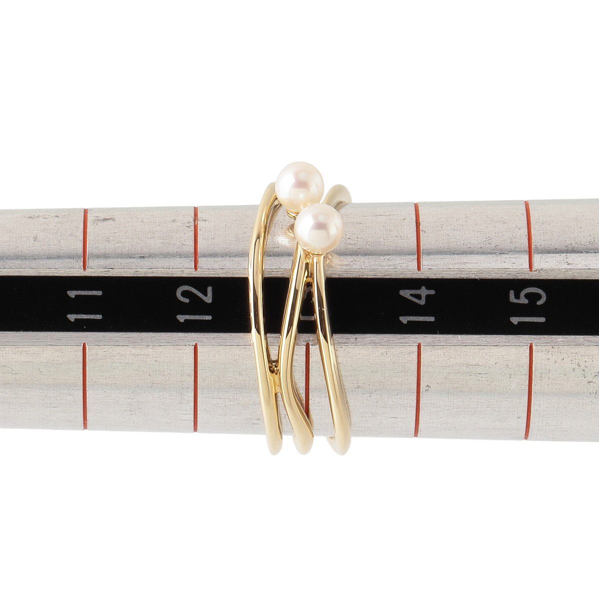 特価K18 タサキ　ベビーパールリング　メレダイヤ付き　13号 leot1953-1.jpg