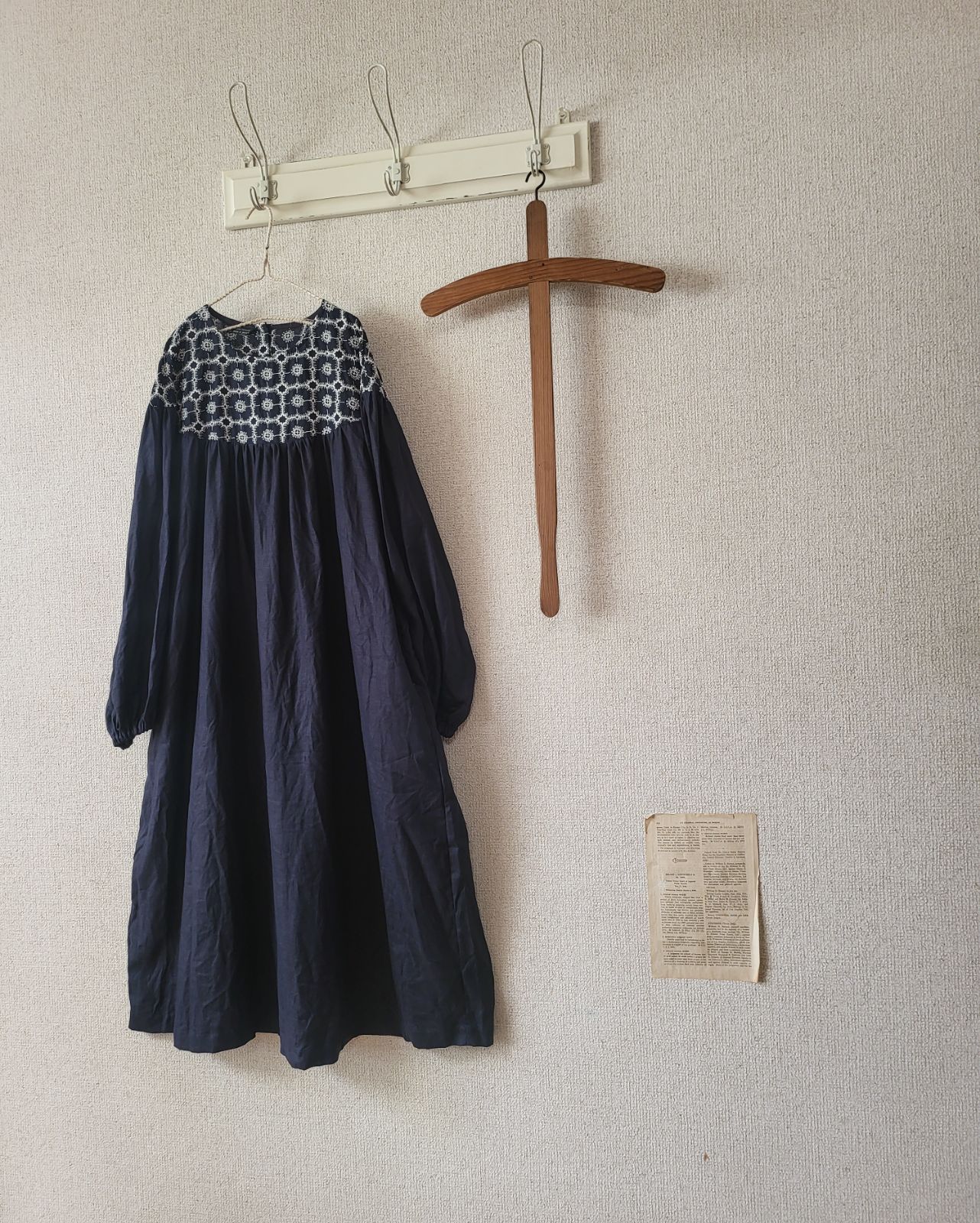 ハンドメイド ミナペルホネンテキスタイル amemoneヨーク切り替えワンピース