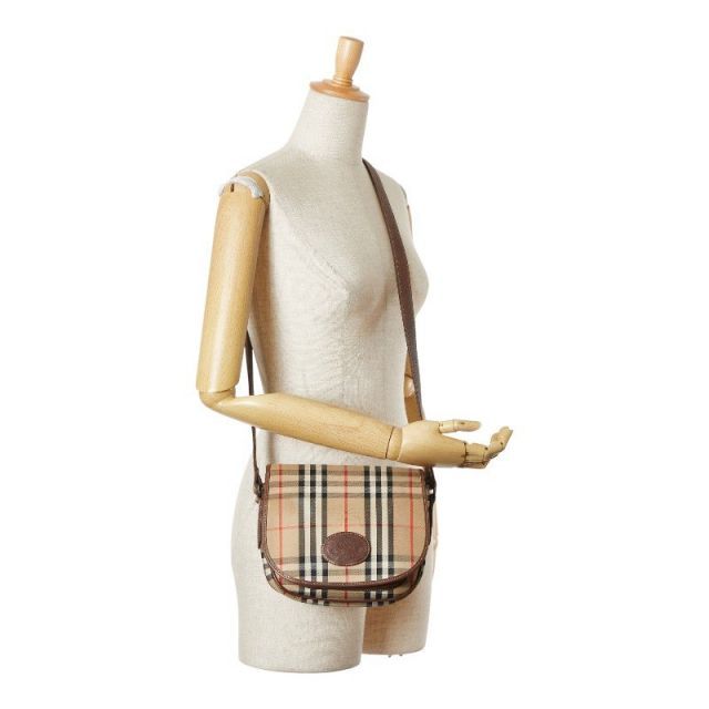 【最新作入荷】 バーバリー ノバチェック 斜め掛け ショルダーバッグ ベージュ ブラウン キャンバス レザー レディース BURBERRY 名谷店