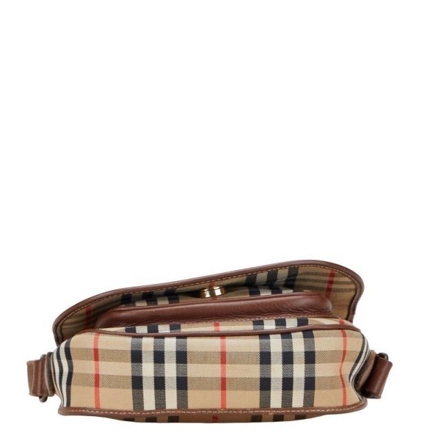 バーバリー ノバチェック 斜め掛け ショルダーバッグ ベージュ ブラウン キャンバス レザー レディース BURBERRY 名谷店