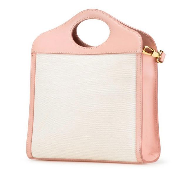 バーバリー ミニ ポケット バッグ 斜め掛け ショルダーバッグ ピンク ホワイト ABランク キャンバス レザー レディース BURBERRY 名谷店