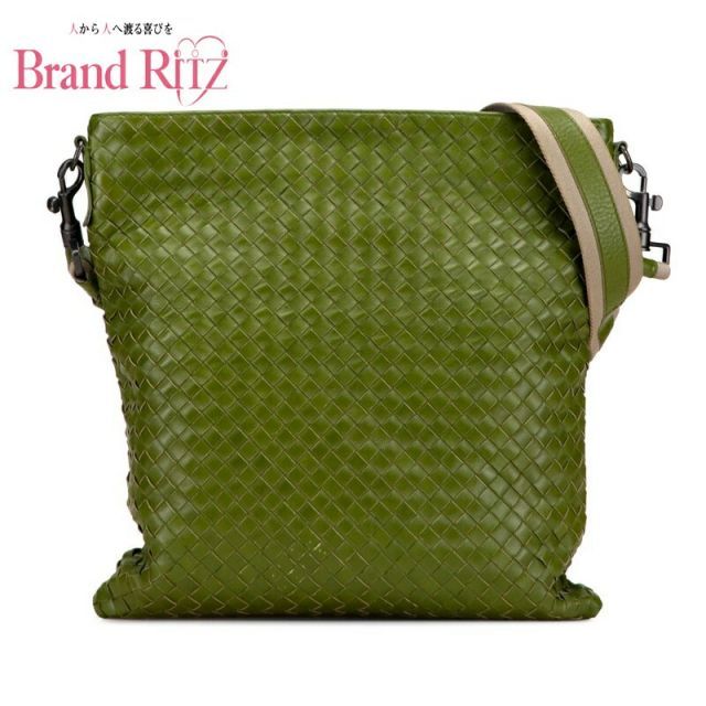 ボッテガヴェネタ イントレチャート 斜め掛け ショルダーバッグ グリーン ABランク レザー レディース BOTTEGAVENETA 名谷店