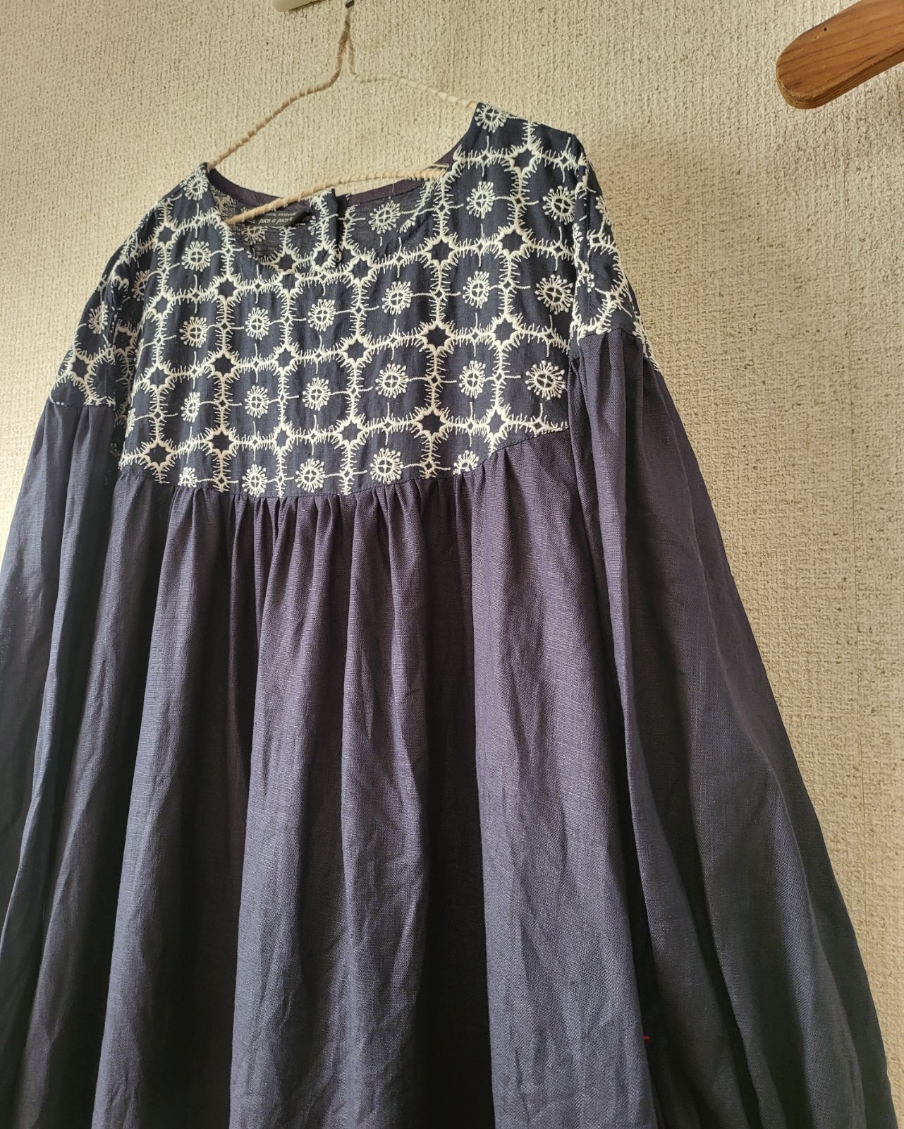 ハンドメイド ミナペルホネンテキスタイル amemoneヨーク切り替えワンピース