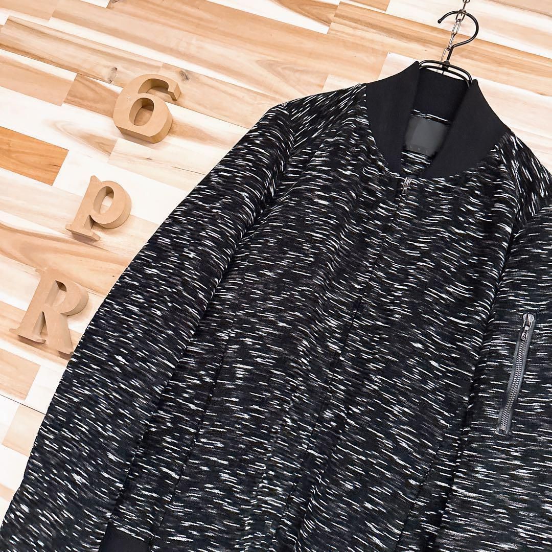 【オーレット】ミックスニット ジャケット ツイードMA-1 清春 M 黒ブラック オーレット】ミックスニット ジャケット ツイードMA-1 清春 M 黒