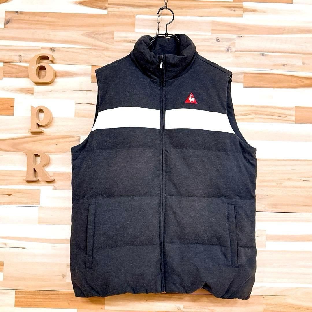 ルコックスポルティフ フェザー ブレンド ダウンベスト ゴルフ LL グレー 白ホワイト キルティング スタンド スポーツ