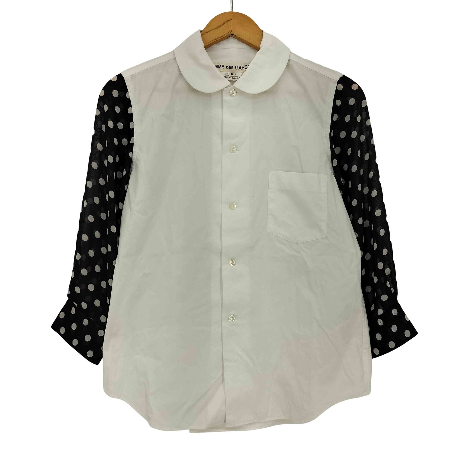 COMME des GARCONS(コムデギャルソン) 11ss Boulevers? 多重人格 丸襟 袖シアードット切替 長袖シャツ レディース JPN：S 【中古】【ブランド古着バズストア】 コムデギャルソン COMME des GARCONS 11ss Bouleversé 多重人格 丸襟