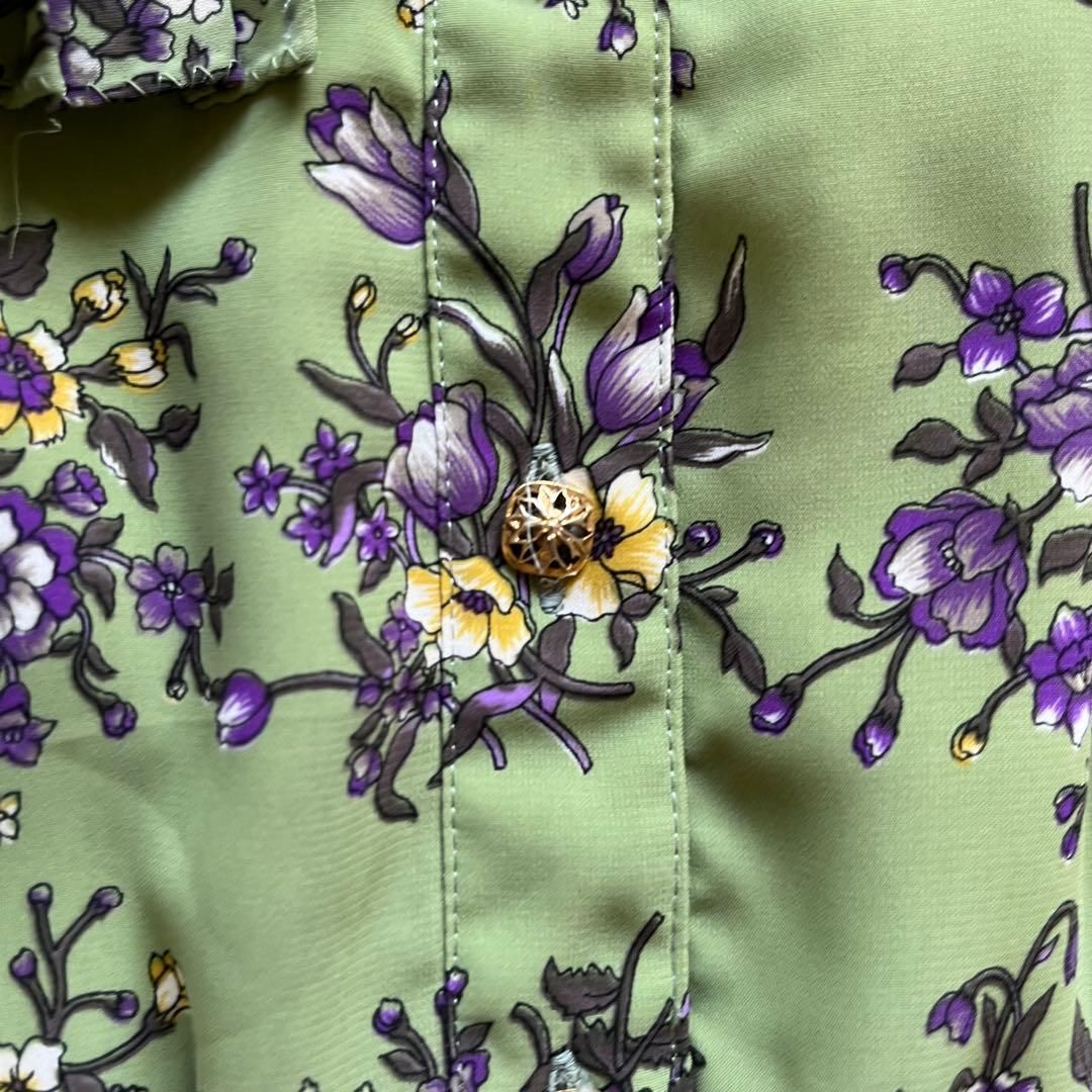 紫花柄プリーツワンピース