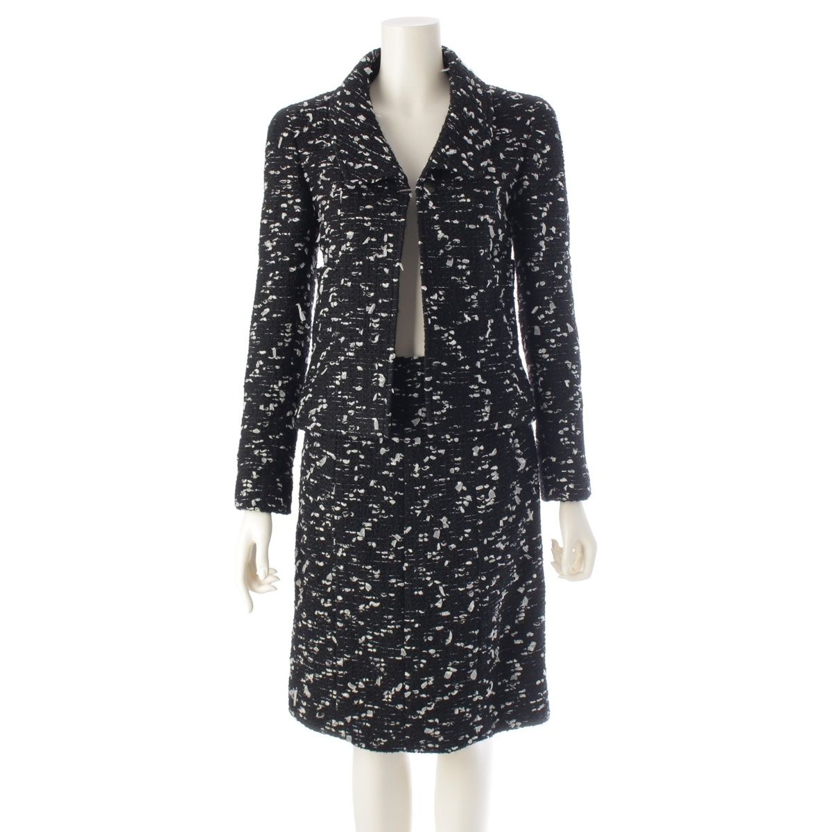 シャネル 02A ツイード スーツ ジャケット スカートセットアップ P20314 ブラック 36