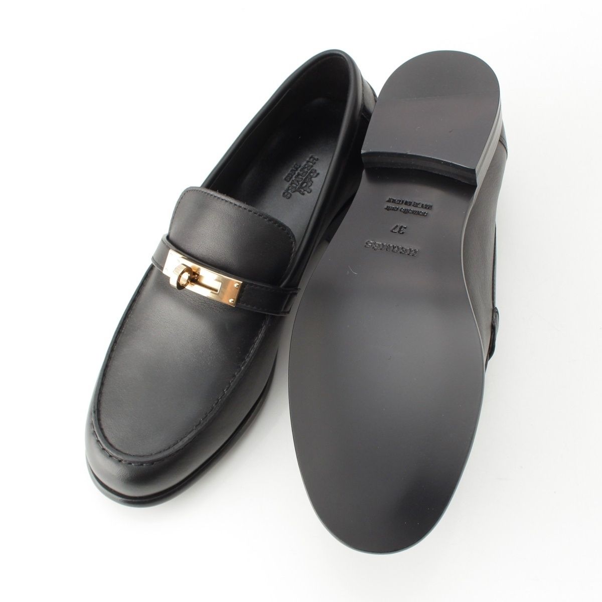 エルメス 2025 レザー デスタン ケリー金具 モカシン ローファー