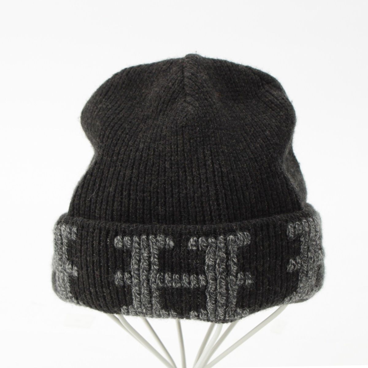 エルメス カシミヤ マルジェラ期 Hロゴ ニットキャップ ビーニー 帽子 ブラック