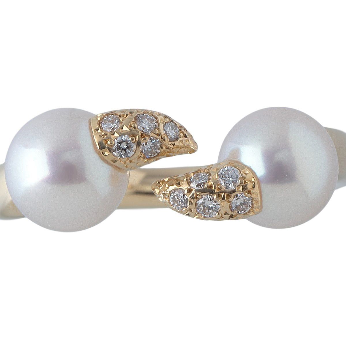 タサキ デインジャー ファング パール ダイヤ リング アコヤパール6.5 mm 0.12 ct 約9.5号 750 YG 仕上げ済 TASAKI 田崎真珠 23683