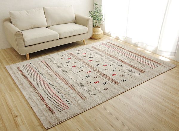 ギャッベ柄トルコ製ウィルトン織カーペット 133x190cm ラグ（453）