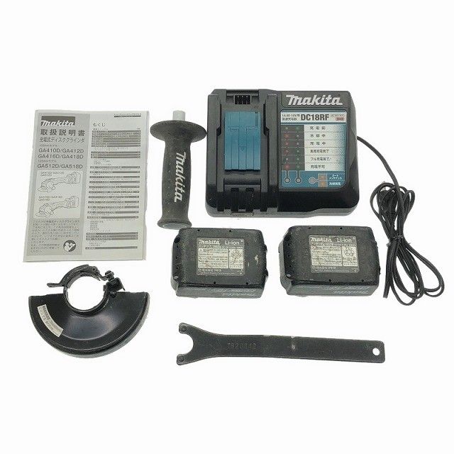  品 makita マキタ 18 V 125 mm 充電式ディスクグラインダー GA 512 D バッテリー 6.0 Ah 充電器付 ケース付117871 グラインダー 研磨機