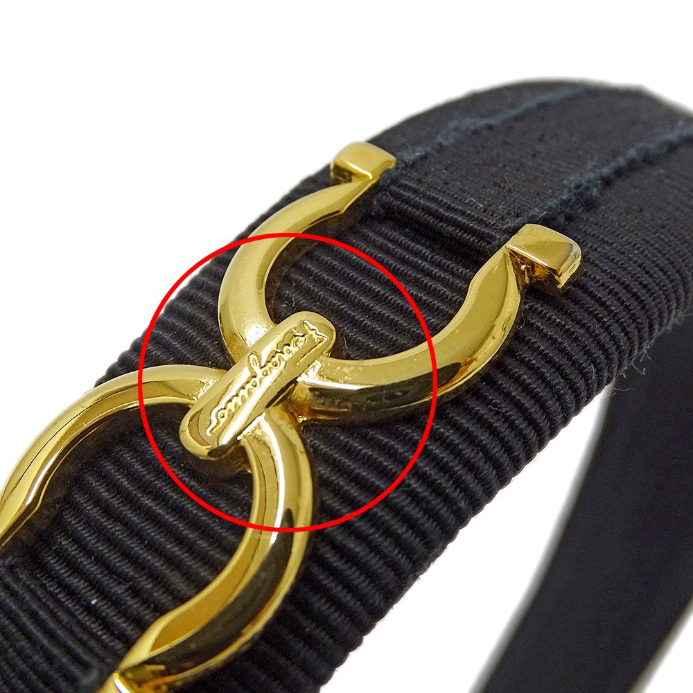 美品✨Ferragamo フェラガモ グログラン　ガンチーニ　カチューシャ　黒 フェラガモ Ferragamo カチューシャ レディース ブランド ガンチーニ