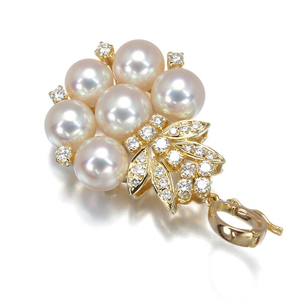 ミキモト ペンダントトップ パール 真珠 7.0‐8.0 mm ダイヤ ダイヤモンド K 18 YG 178283