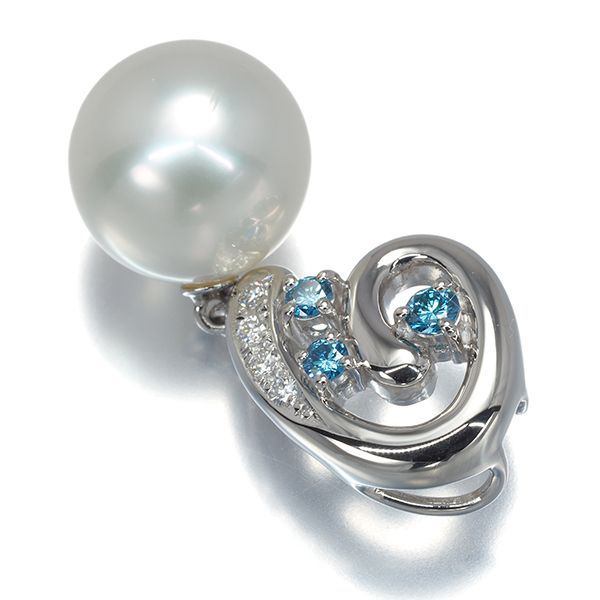 TASAKI タサキ ペンダントトップ パール 真珠 11.5 mm ブルー-クリアダイヤ ダイヤモンド 0.17 ct Pt 900 177662