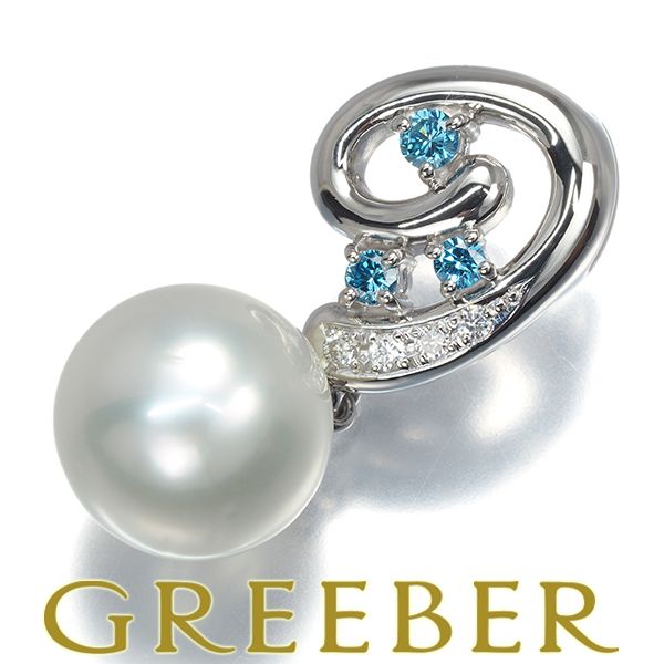 TASAKI タサキ ペンダントトップ パール 真珠 11.5mm ブルー-クリアダイヤ ダイヤモンド 0.17ct Pt900 177662