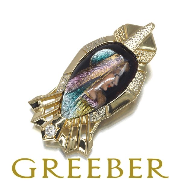 梶光夫 ペンダントトップ ダイヤ ダイヤモンド 0.02ct エマイユ K18YG 鑑別書 178999