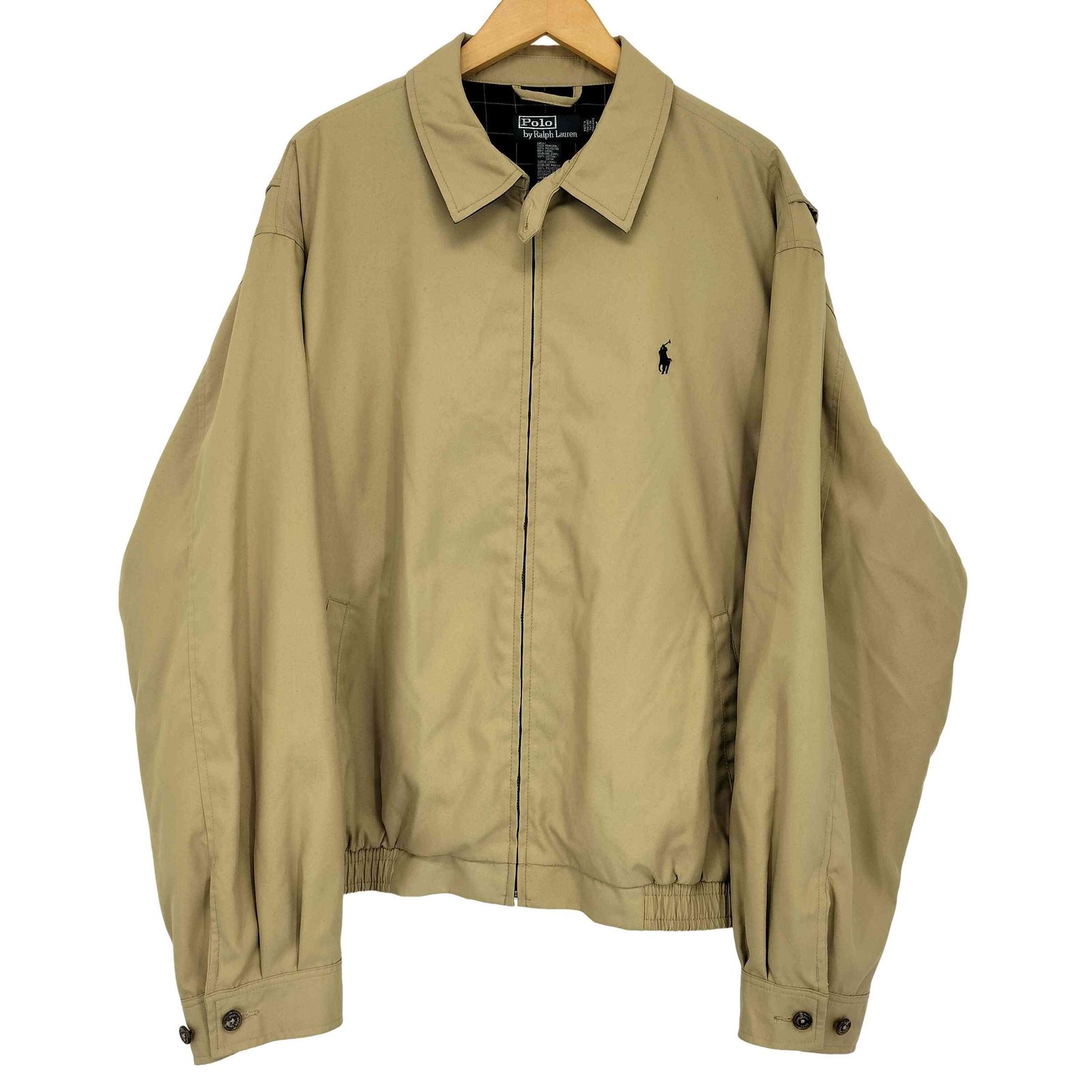 ポロバイラルフローレン Polo by RALPH LAUREN 90s ワンポイント刺繍 スウィングトップ ジップアップ コットンジャケット メンズ import：XL