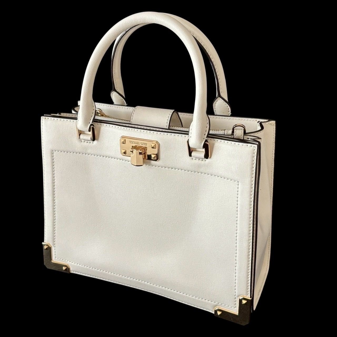 MICHAEL KORS マイケルコース サッチェルバック 白 ハンドバッグ ゴールド金具 アコーディオン レディース