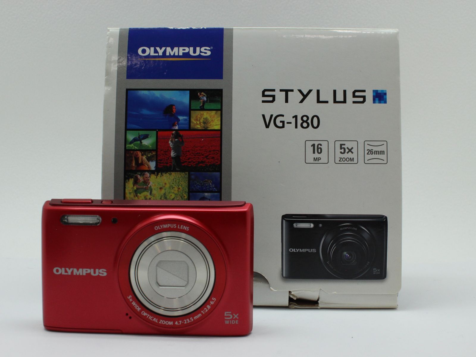 【超美品】人気色レッド　OLYMPUS STYLUS VG-180 美箱付き OLYMPUS STYLUS VG-180 - メルカリ