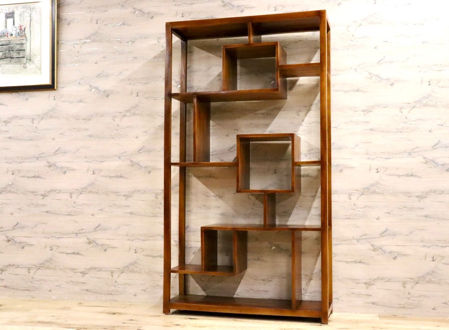 GMIH 294 チーク無垢材 オープンシェルフ ラック 飾り棚 ディスプレイ棚 リビング収納 インテリア アジアン 店舗什器