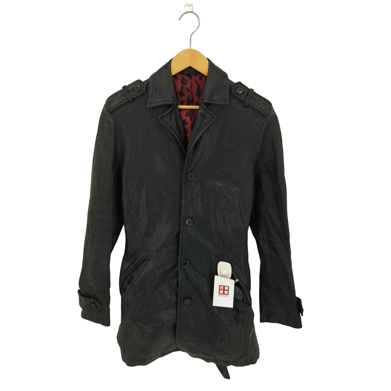 カスタムカルチャー CUSTOM CULTURE GOAT スカルレオパードライニング ゴートスキン シングルロングテーラードジャケット Y2K メンズ  44