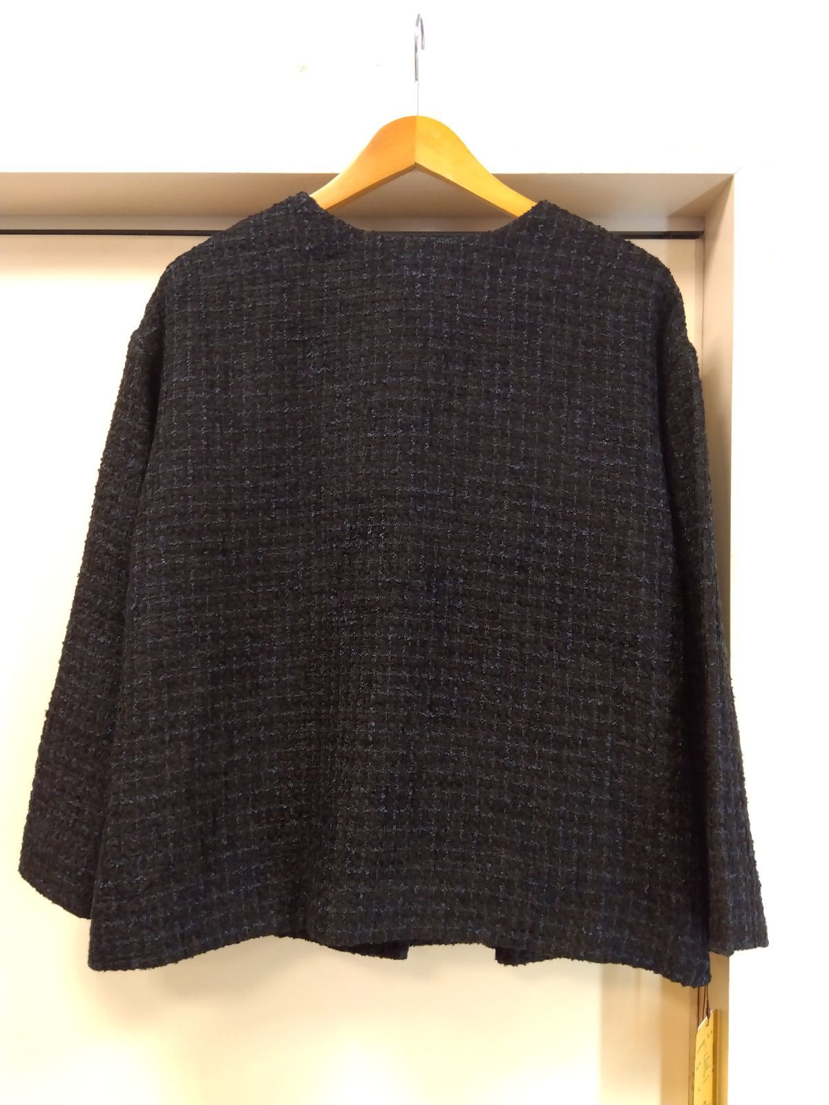 M7 ビアズリー BEARDSLEY トップス ２ウェイプルオーバー ツイードライク 格子 ネイビー✕ブラック 定価税込 ３３ ０００