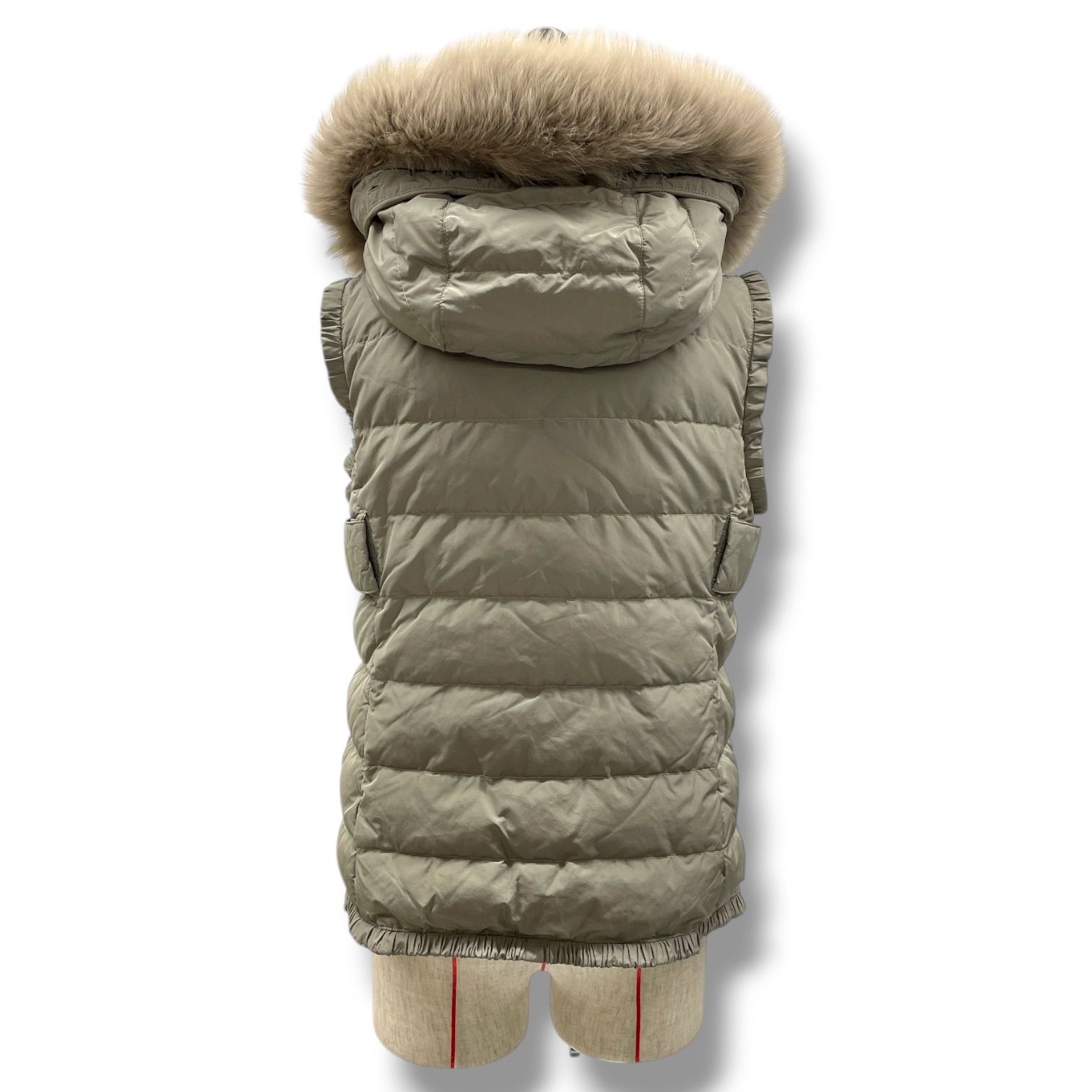 【美品】エスマックスマーラ　ダウンベスト　ファー　　グレーベージュ S MaxMara エスマックスマーラ ダウンベスト リバーシブル アウター