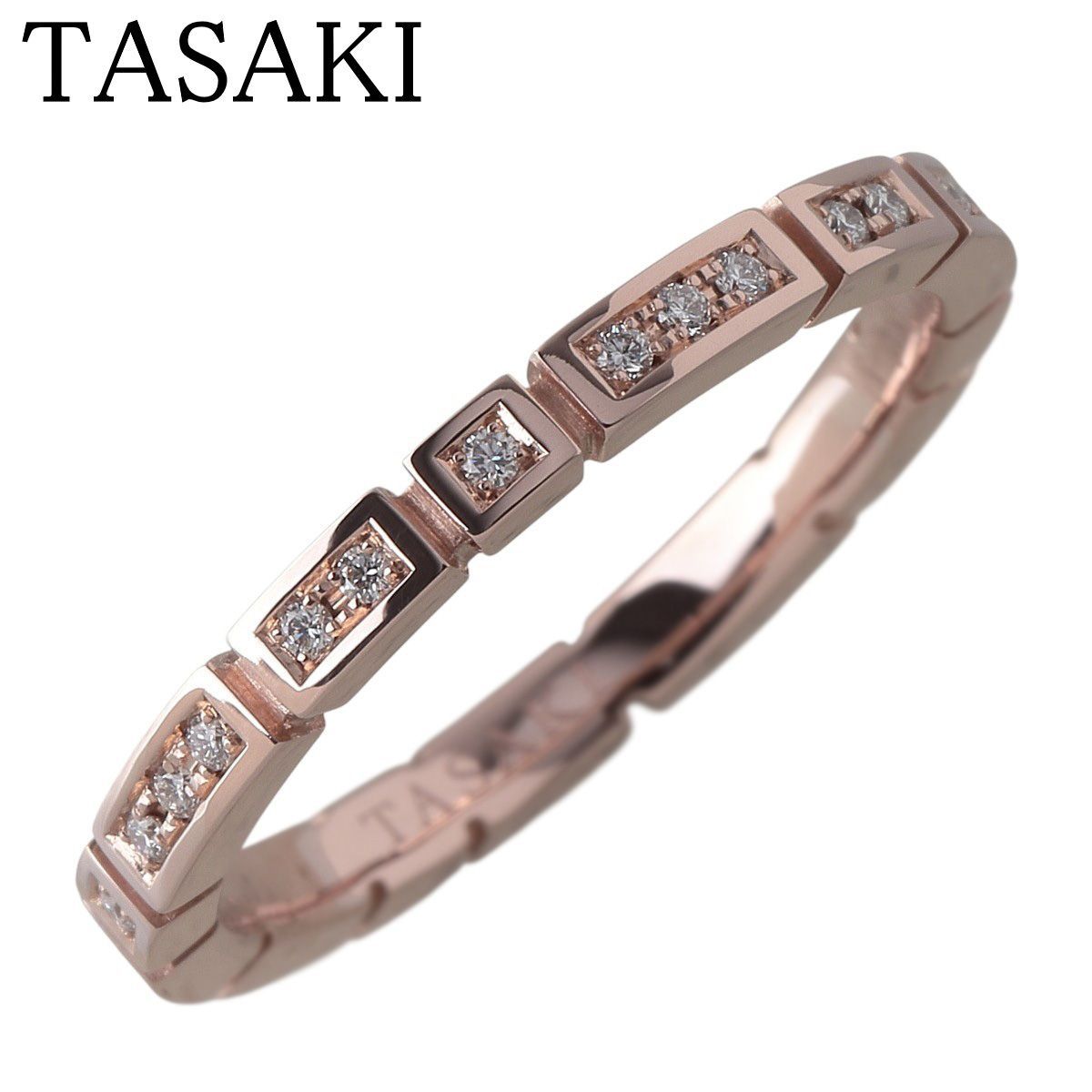 タサキ ダイヤ リング ピアノ 現行モデル フルエタニティ 0.11ct 11号 RD-F2753型 750PG サクラゴールド 箱 仕上げ済 TASAKI 田崎真珠 23620