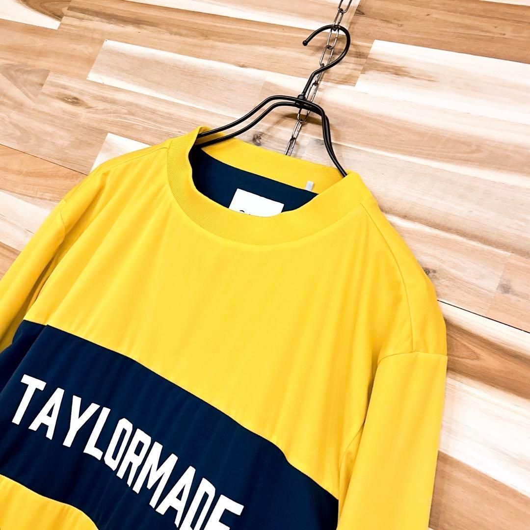 【テーラーメイド】ボーダー ロゴ 長袖ブルゾン 撥水ストレッチ ゴルフ S黄×紺 テーラーメイド】ボーダー ロゴ 長袖ブルゾン 撥水ストレッチ ゴルフ S