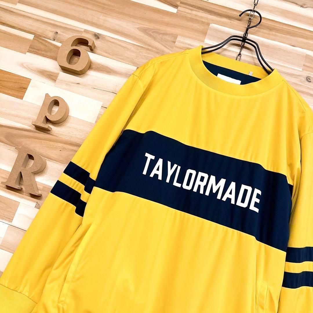 【テーラーメイド】ボーダー ロゴ 防風 撥水 ストレッチ 長袖ブルゾン S黄×紺 テーラーメイド】ボーダー ロゴ 長袖ブルゾン 撥水ストレッチ ゴルフ S