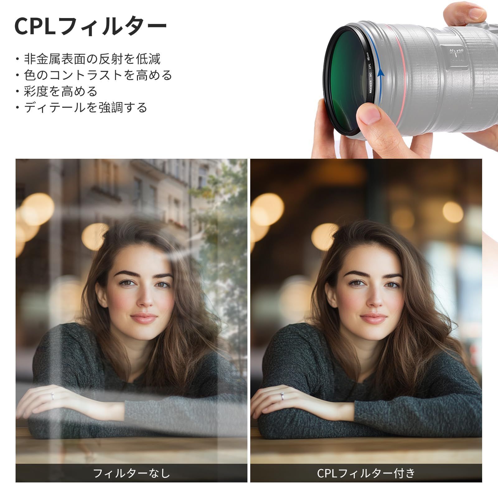 【在庫処分】NEEWER 46mm UV/CPL/NDレンズフィルターキット ハードシェル収納ケース マルチコート光学ガラス アルミ合金製フレーム UV + 円偏光子 (CPL) + 中性密度 (ND4) フィルター 46mmカメラレンズに対応