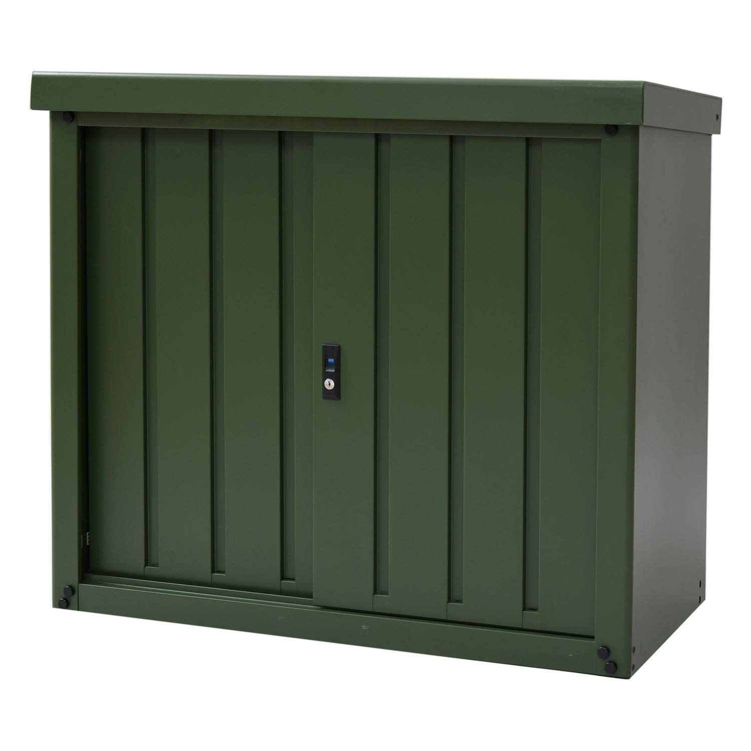 山善 ガーデンマスター 物置 屋外 収納庫 おしゃれ 幅90×奥行45×高さ84cm 鍵付き 転倒防止設計 可動棚板付属 カーキ DSSB-098