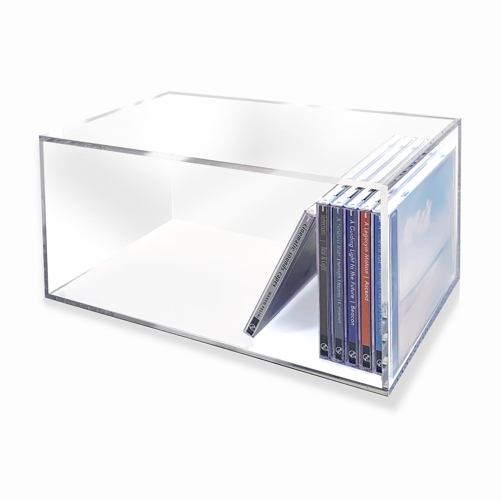 F Tres 飾れるCD収納ケース Lサイズ|透明アクリル製 28枚収納 幅308×奥行157×高さ154mm 5mm厚 ラック型ボックス