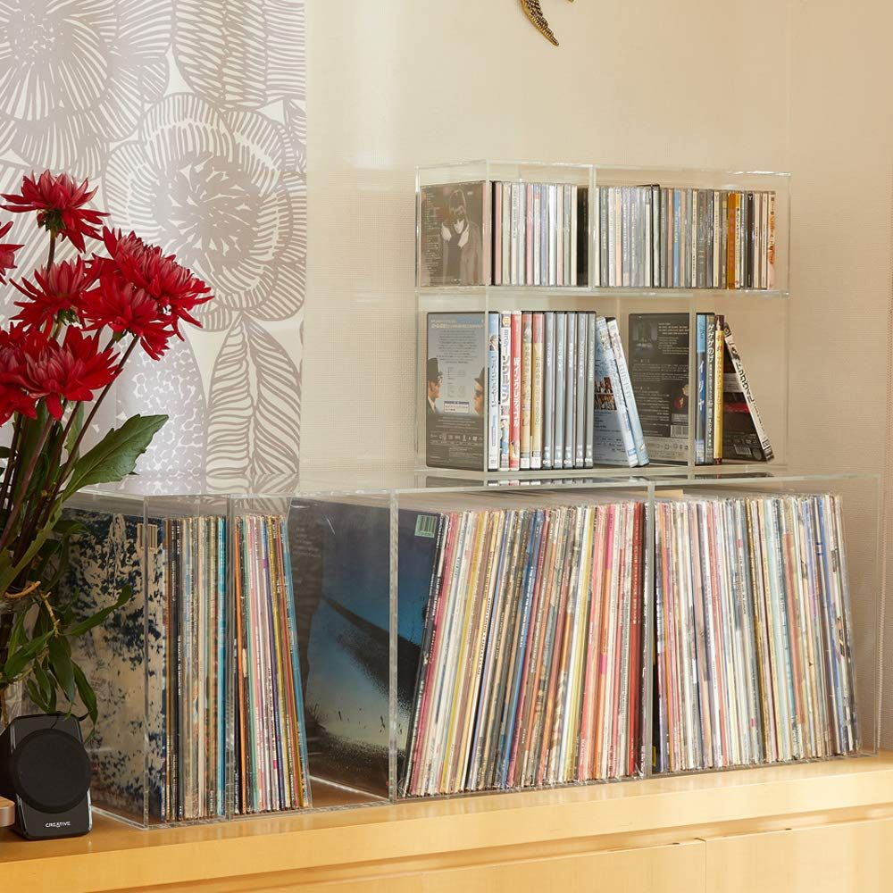 F Tres 飾れるCD収納ケース Lサイズ 透明アクリル製 収納 幅308 奥行157 高さ154 mm 5 mm厚 ラック型ボックス