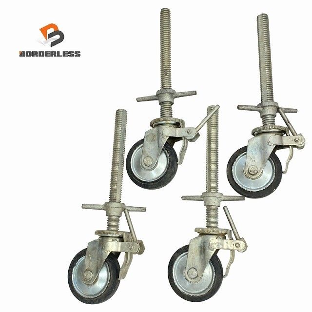 品4本セット SISIKU シシク 自在旋回キャスター ジャッキ付 J-150 ローリングタワー用 足場用 自在ジャッキ 自在キャスター117900