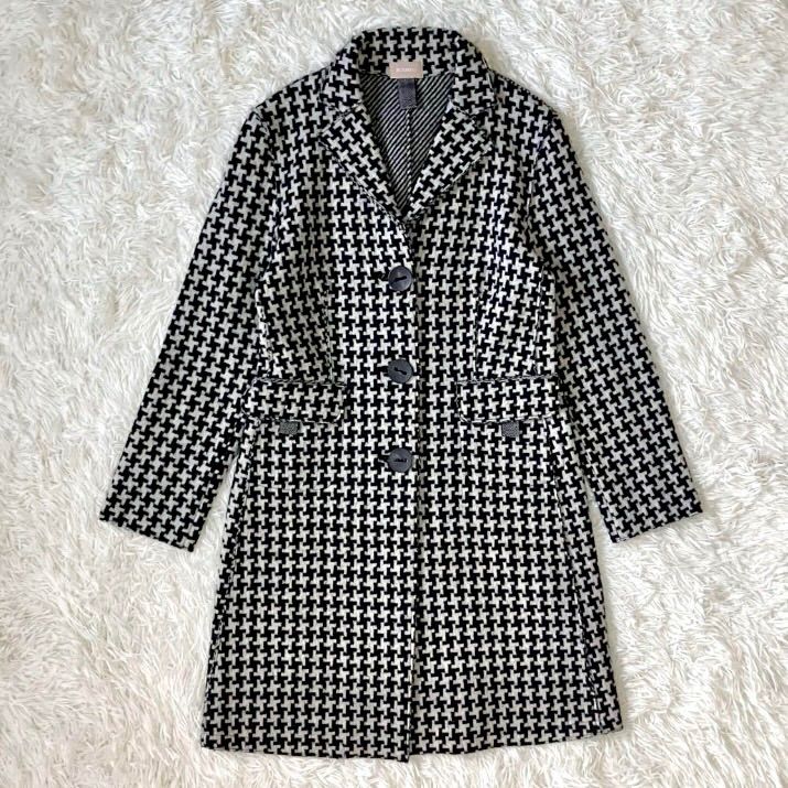 ROSSO35 千鳥格子柄のロングコート バージンウール イタリア製 42