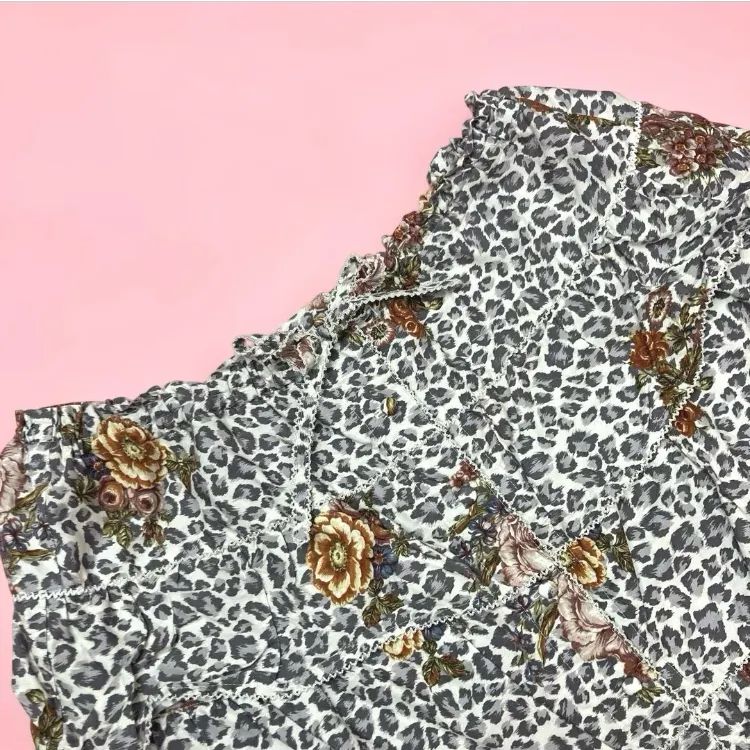 ピンクハウス 白 グレーヒョウ 花柄 スカート