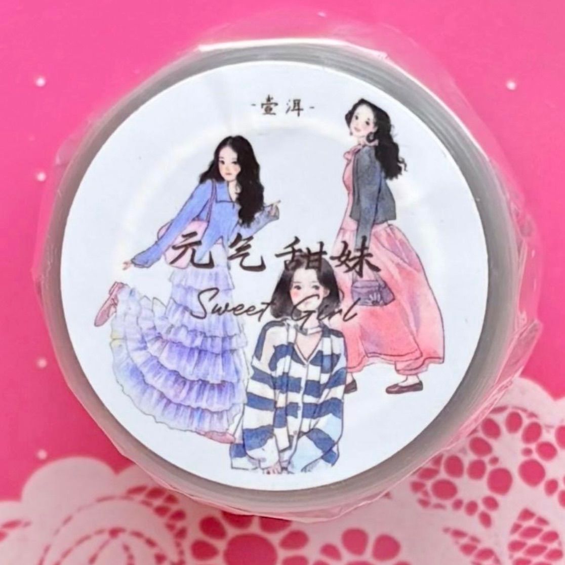 雾面PET5.5cm×6m 元气甜美 ダイカット加工 海外マスキングテープ 海外