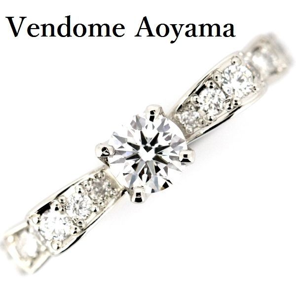 美品VENDOMEAOYAMA ダイヤモンドリングpt950 ダイヤ0.16 ヴァンドーム青山 ダイヤモンド リング Pt950 VENDOME AOYAMA V字 中古