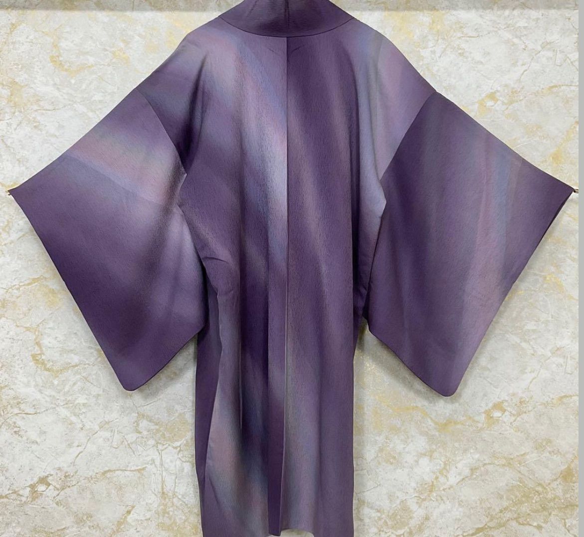 kimono one kimonoarisa 厳選 同然 ロング道中着 紫 グラデーション 広衿 暈し 裄66肩丈99 5