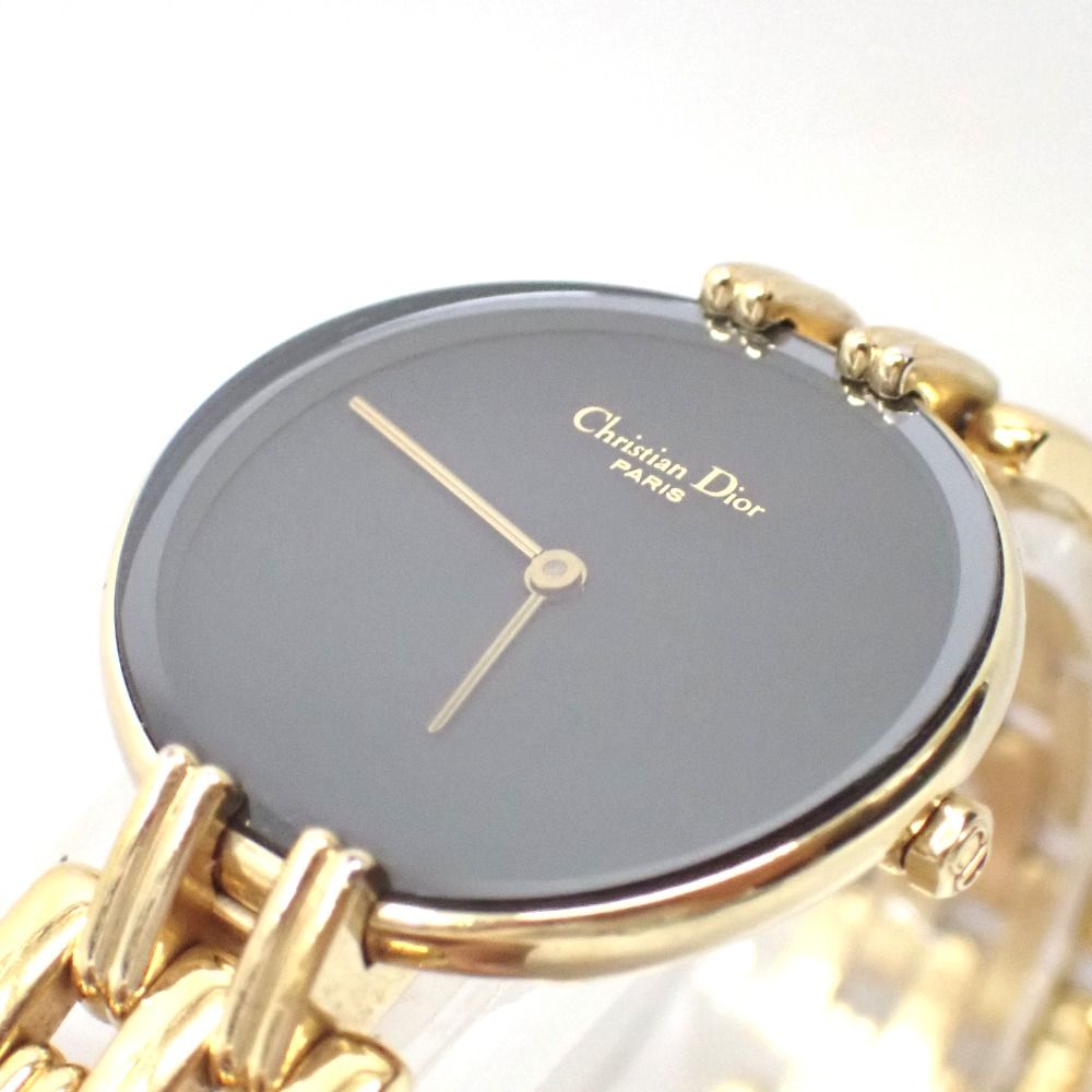 Ft 1304891 クリスチャンディオール 腕時計 クオーツ バギラ D 46-154-4 ゴールド 黒文字盤 レディース Christian Dior