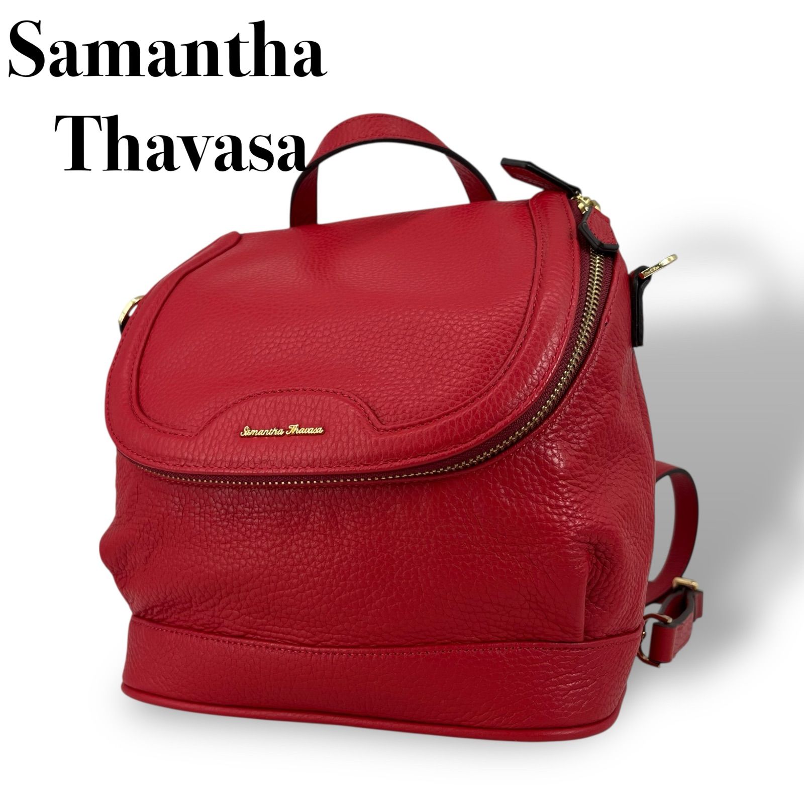 Samantha Thavasa サマンサタバサ 2wayソフトレザーミニリュック バッグパック レディース レッド 赤 牛革 肩掛け 5157