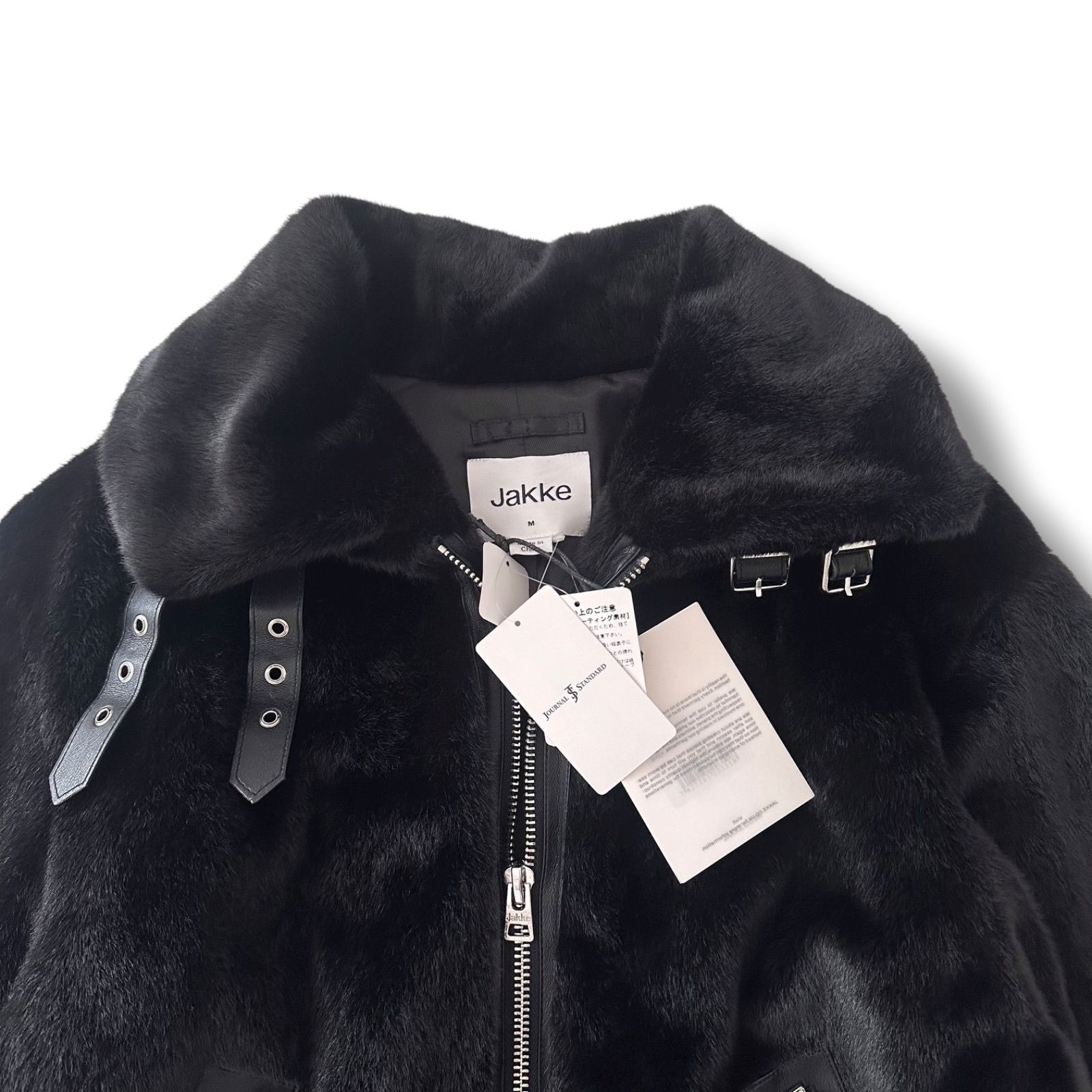 自然な JAKKE ジャッキー JOURNAL STANDARD 23AW BOBBY BIKER コート ブラック Mサイズ フェイクファー アウター 【限定品】